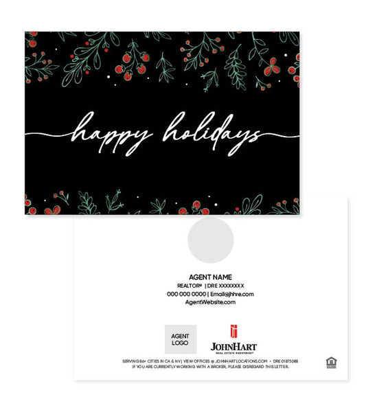 "Happy Holidays" Greeting Card, Mistletoe